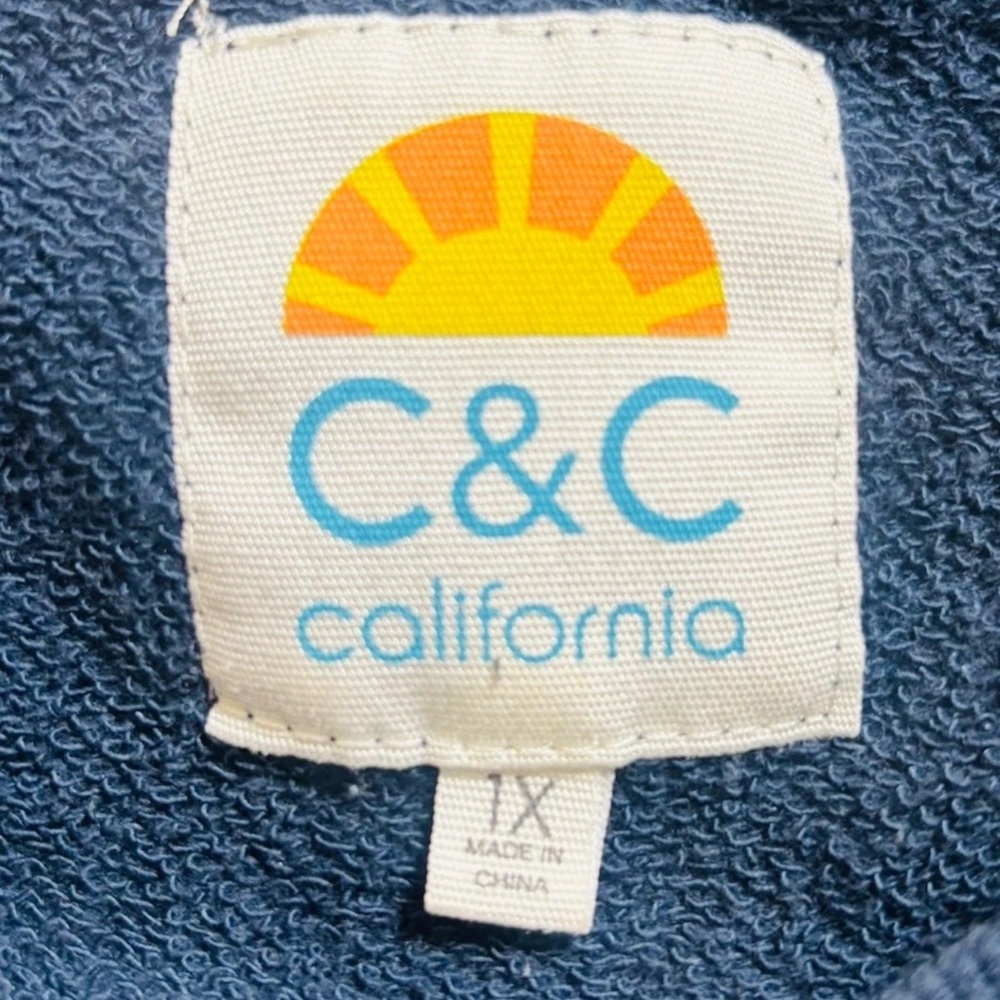 C & C California Women's 1X Sweatshirt Blue Sunset Graphic Top Long Sleeve - Picture 3 of 9